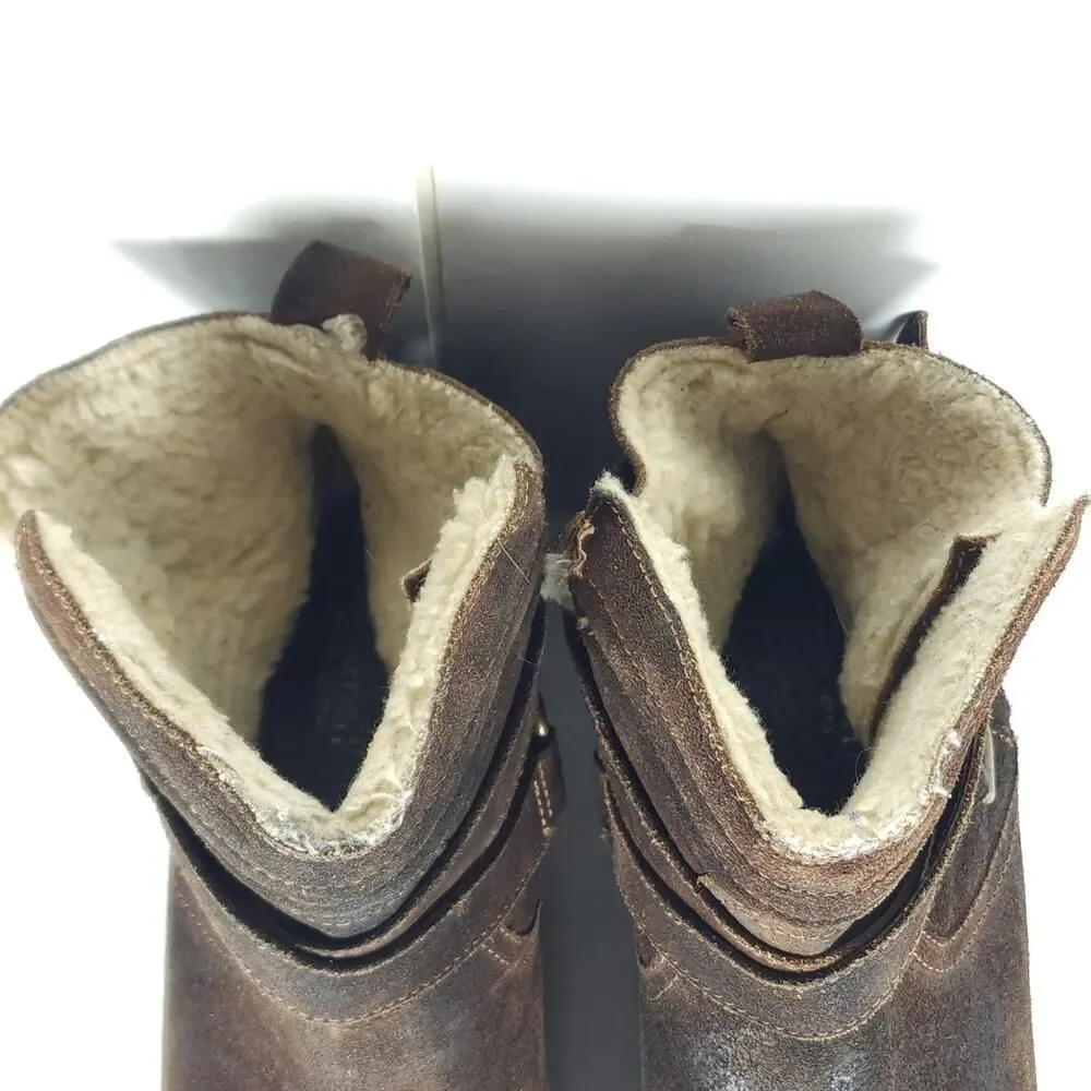 Fabianelli Women's US9-9,5 EU40 Brown Suede Fleece Lined Ankle Booties Italy